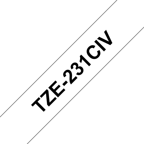 Brother TZe-231CIV 12mm/8m fehér alapon fekete laminált szalag