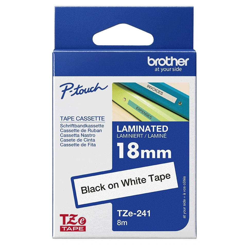 Brother TZe-241 18mmx8m fehér/fekete laminált szalag