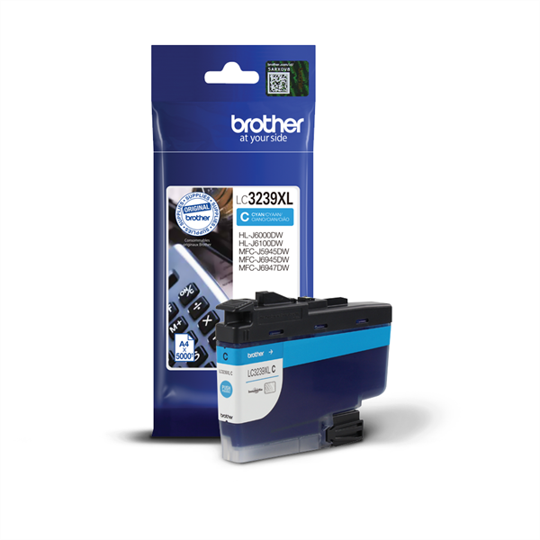 Brother Tintapatron LC3239XLC, Szuper nagy töltetű - 5000 oldal, Cián