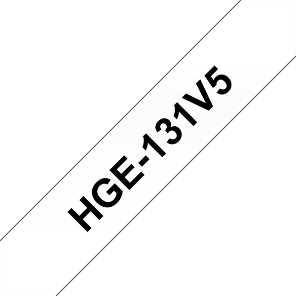 Brother szalag HGe-131V5 Átlátszó alapon Fekete, Nagy sebességű, 12mm 0.47", 8 méter, 5db/csomag