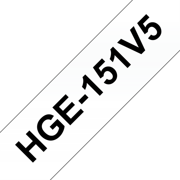 Brother szalag HGe-151V5 Átlátszó alapon Fekete, Nagy sebességű, 24mm 0.94", 8 méter, 5db/csomag