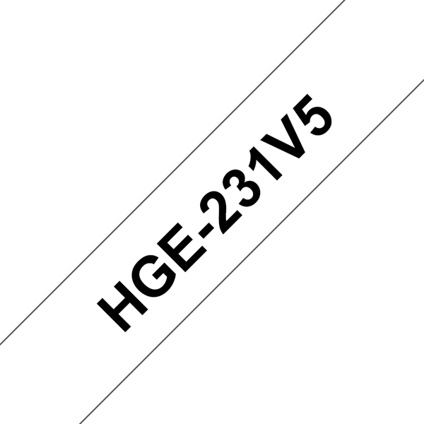 Brother szalag HGe-231V5 Fehér alapon Fekete, Nagy sebességű, 12mm 0.47", 8 méter, 5db/csomag