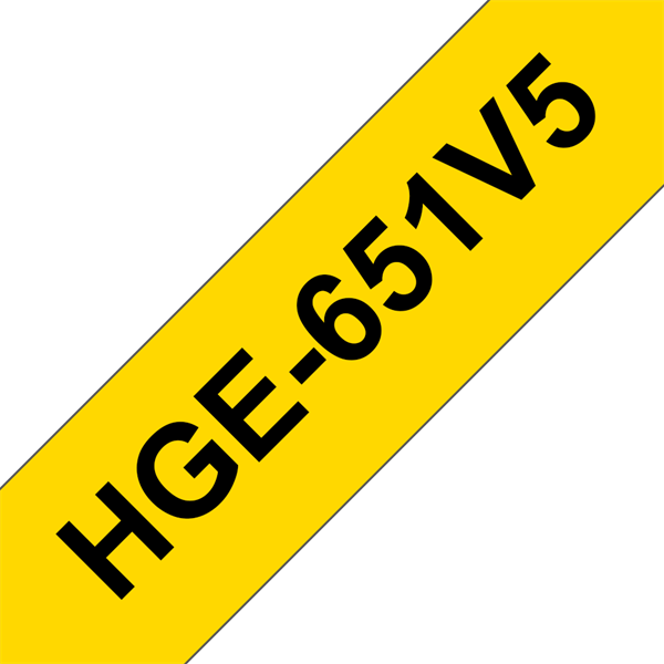 Brother szalag HGe-651V5 Sárga alapon Fekete, Nagy sebességű, 24mm 0.94", 8 méter, 5db/csomag