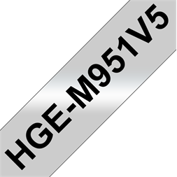 Brother szalag HGe-M951V5 Matt ezüst alapon Fekete, Nagy sebességű, 24mm 0.94", 8 méter, 5db/csomag