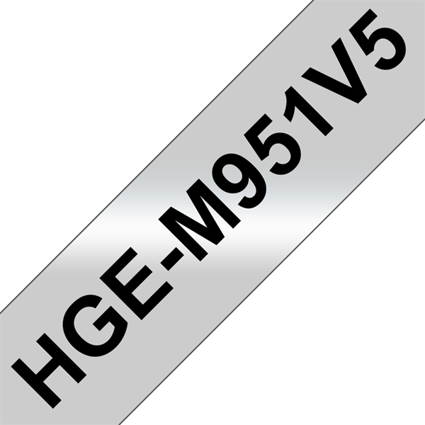 Brother szalag HGe-M951V5 Matt ezüst alapon Fekete, Nagy sebességű, 24mm 0.94", 8 méter, 5db/csomag