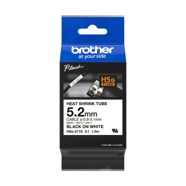 Brother HSE-211E fehér alapon fekete szalag