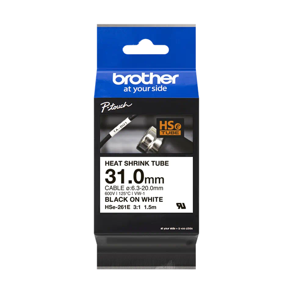 Brother HSE-261E fehér alapon fekete szalag