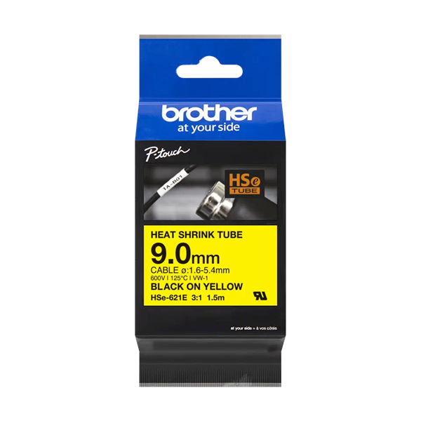 Brother HSE-621E sárga alapon fekete szalag