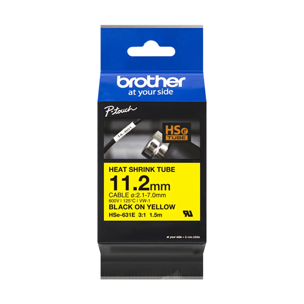 Brother HSE-631E sárga alapon fekete szalag