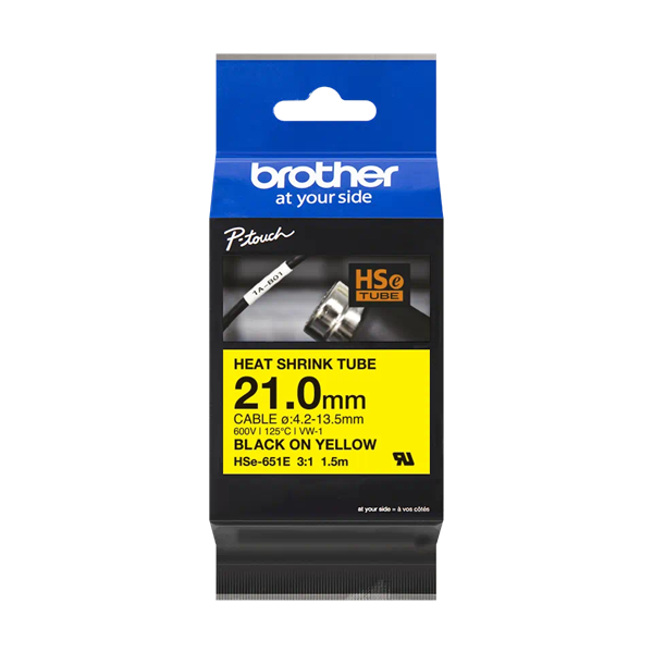 Brother HSE-651E sárga alapon fekete szalag