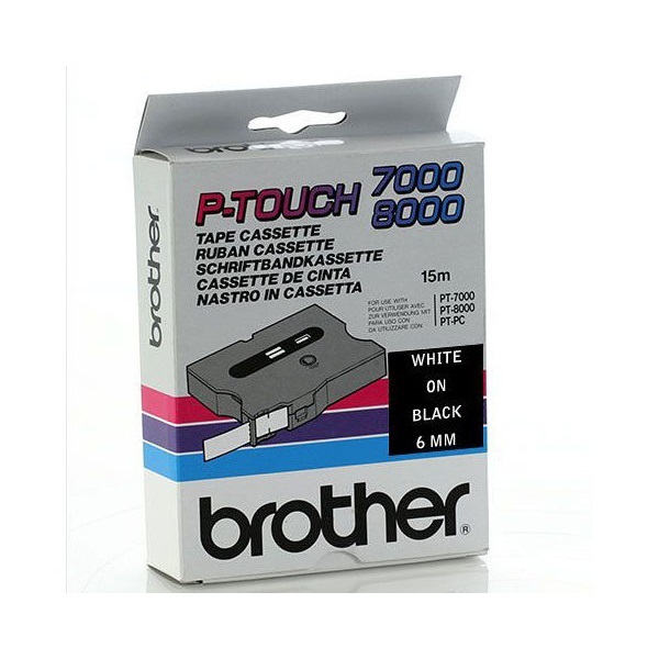 Brother szalag TX-315, Fekete alapon Fehér, Laminált, 6mm 0.23", 8 méter