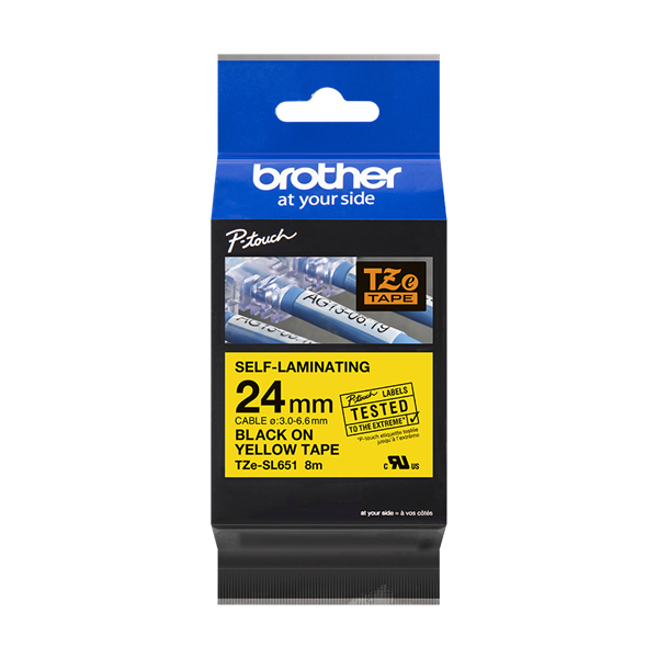 Brother szalag TZESL651, Sárga alapon Fekete, önlamináló,  24mm , 8 méter