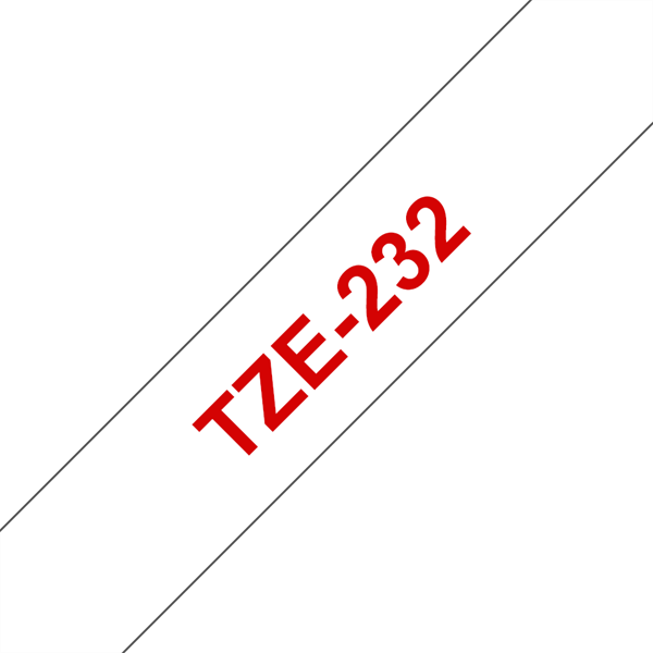 Brother szalag TZe-232, Fehér alapon Piros, Laminált, 12mm 0.47", 8 méter