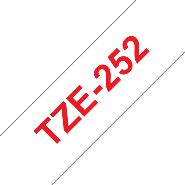 Brother szalag TZe-252, Fehér alapon Piros, Laminált, 24mm 0.94", 8 méter