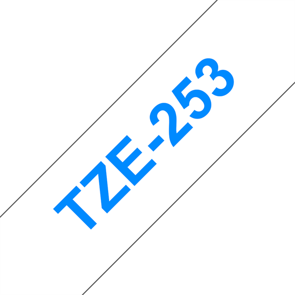 Brother szalag TZe-253, Fehér alapon Kék, Laminált, 24mm 0.94", 8 méter