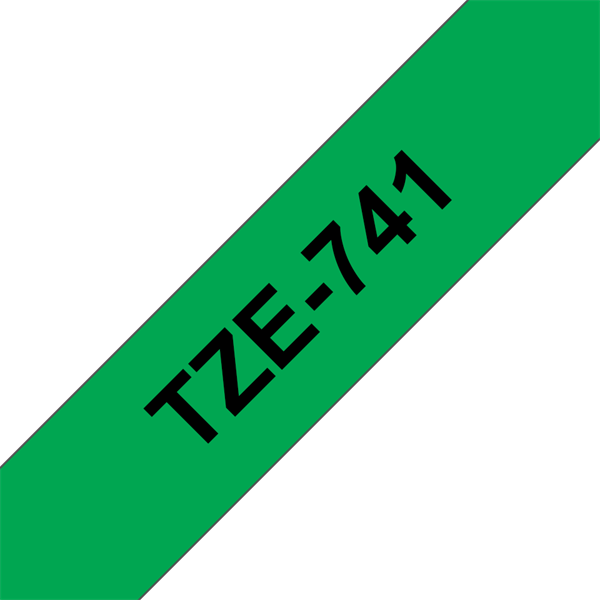 Brother szalag TZe-741, Zöld alapon Fekete, Laminált, 18mm 0.7", 8 méter