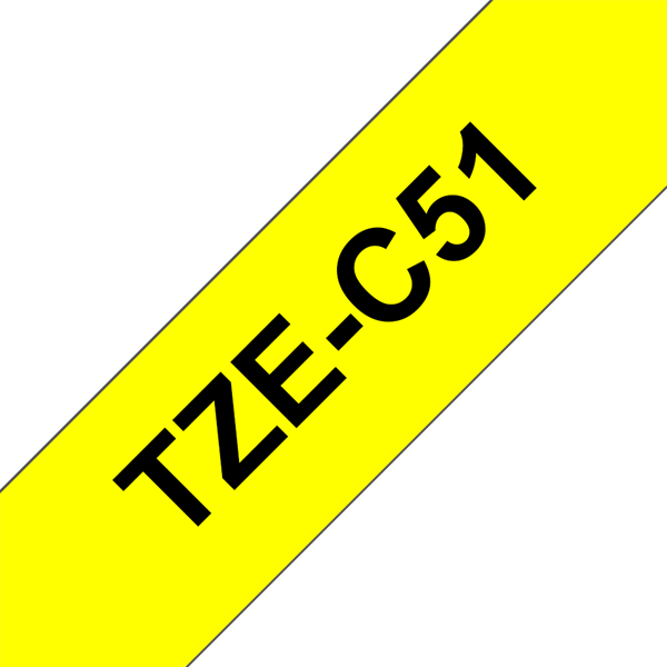 Brother szalag TZe-C51, Fluoreszkáló sárga alapon Fekete, Laminált, 24mm 0.94", 5 méter