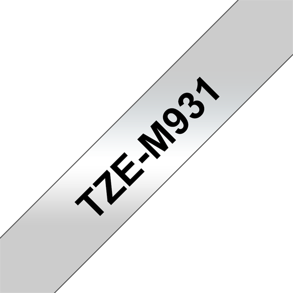 Brother szalag TZe-M931, Matt ezüst alapon Fekete, Laminált, 12mm 0.47", 8 méter