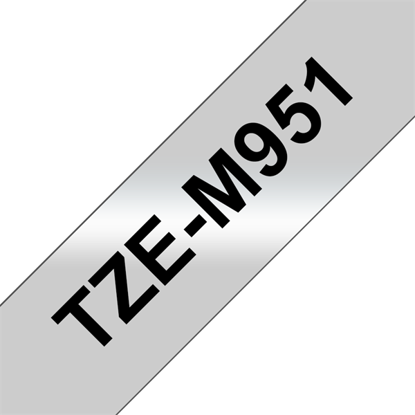Brother szalag TZe-M951, Matt ezüst alapon Fekete, Laminált, 24mm 0.94", 8 méter