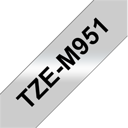 Brother szalag TZe-M951, Matt ezüst alapon Fekete, Laminált, 24mm 0.94", 8 méter