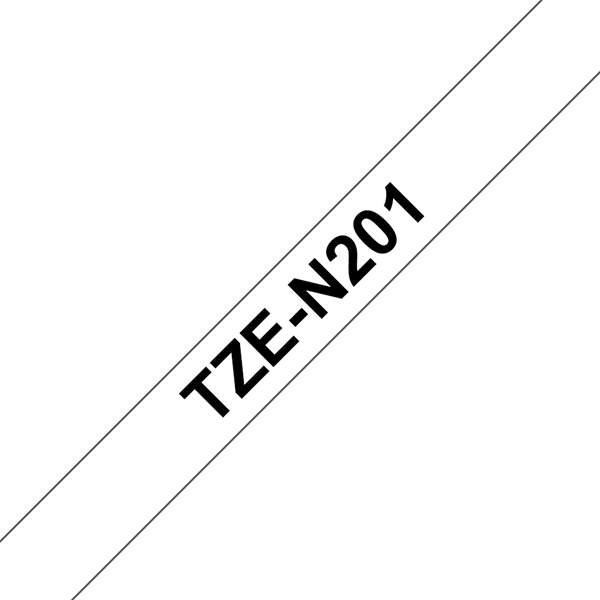 Brother szalag TZe-N201, Fehér alapon Fekete, Nem laminált, 3.5mm 0.13", 8 méter