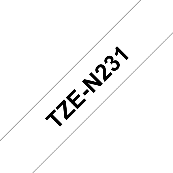 Brother szalag TZe-N231, Fehér alapon Fekete, Nem laminált, 12mm 0.47", 8 méter