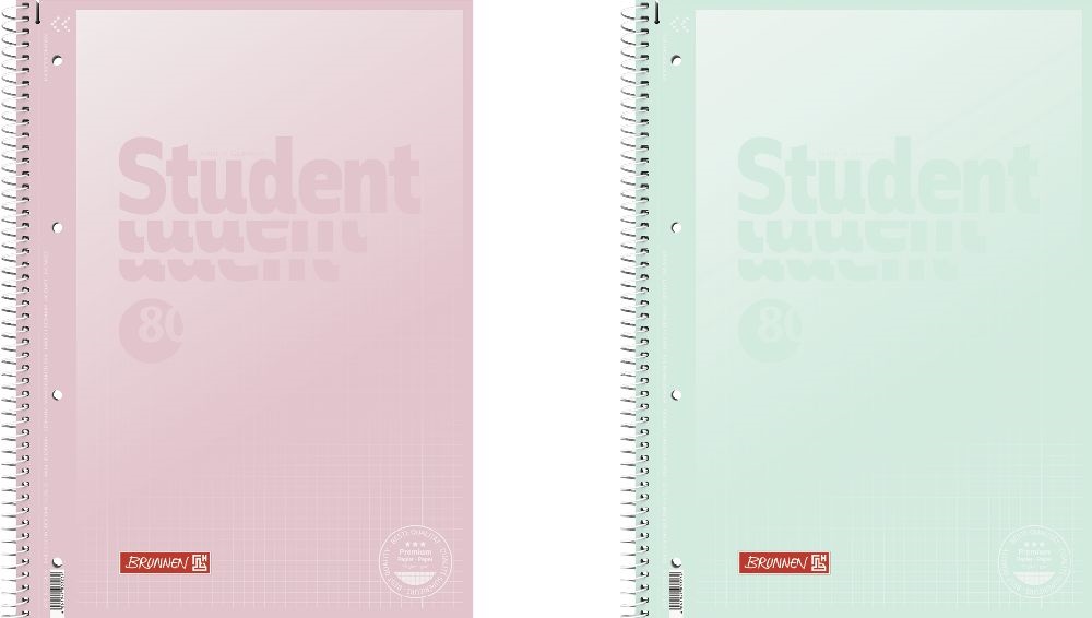 Brunnen A4 80 lapos kockás pasztell menta és pasztell pink spirálfüzet
