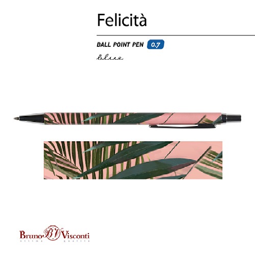 Bruno Visconti Felicita Palm leaves 0,7 mm, kék, fém golyóstoll