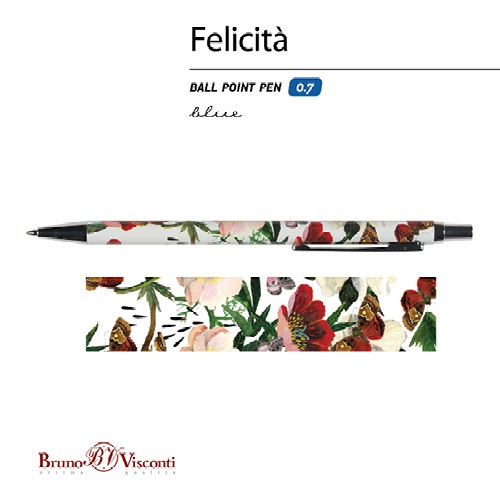 Bruno Visconti Felicita Pionies 0,7 mm, kék, fém golyóstoll