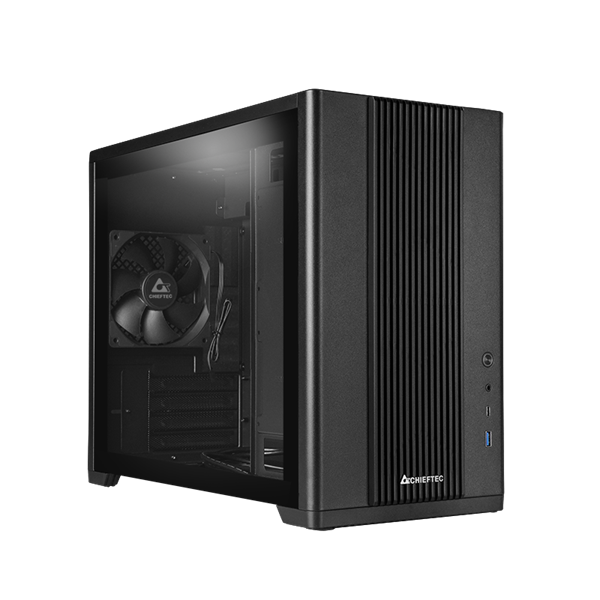 CHIEFTEC Ház UNI BX-10B-OP ATX, Tápegység nélkül, 1db Ventilátorral, USB-C porttal, Edzett üveg oldallap, fekete