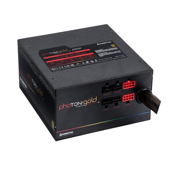CHIEFTEC Tápegység Moduláris, Photon Gold 650W, 14cm, RGB világítás, ATX BOX