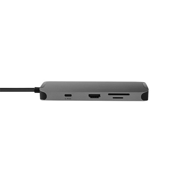 CHIEFTEC USB HUB 9-in-1, USB-C, 2xUSB-A, USB-C, HDMI, microSD/SD kártyaolvasó, Ethernet, 80W USB-C Töltő port, fekete