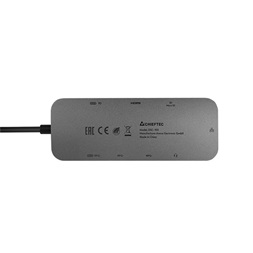CHIEFTEC USB HUB 9-in-1, USB-C, 2xUSB-A, USB-C, HDMI, microSD/SD kártyaolvasó, Ethernet, 80W USB-C Töltő port, fekete