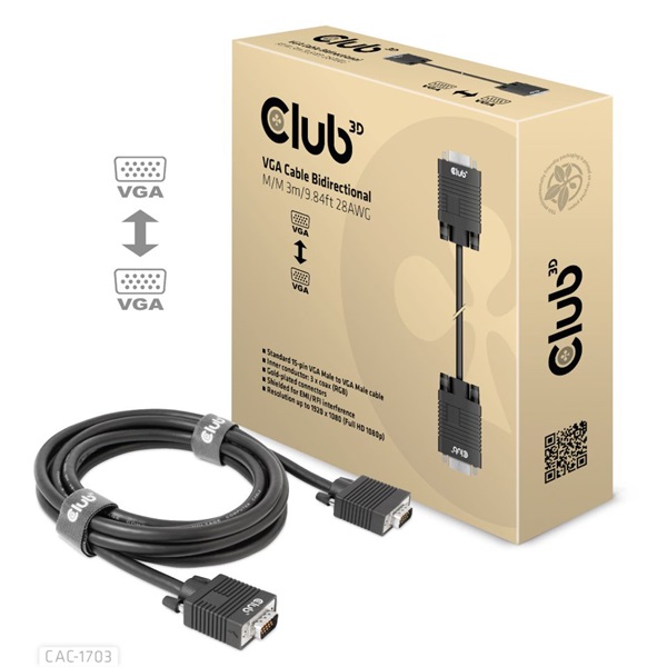 CLUB3D D-Sub - D-Sub 3m kétirányú kábel