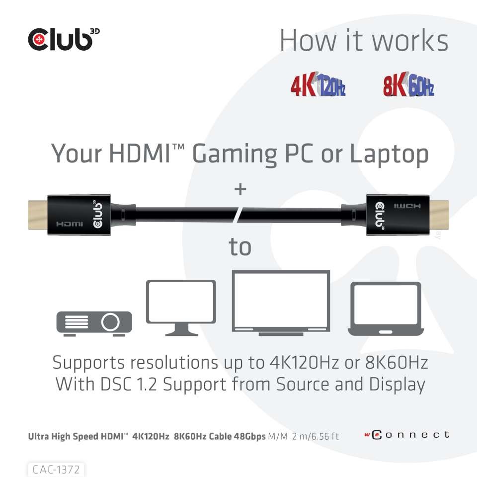 CLUB3D HDMI 2.1 - Ultra High Speed HDMI 4K 120Hz 2m kábel