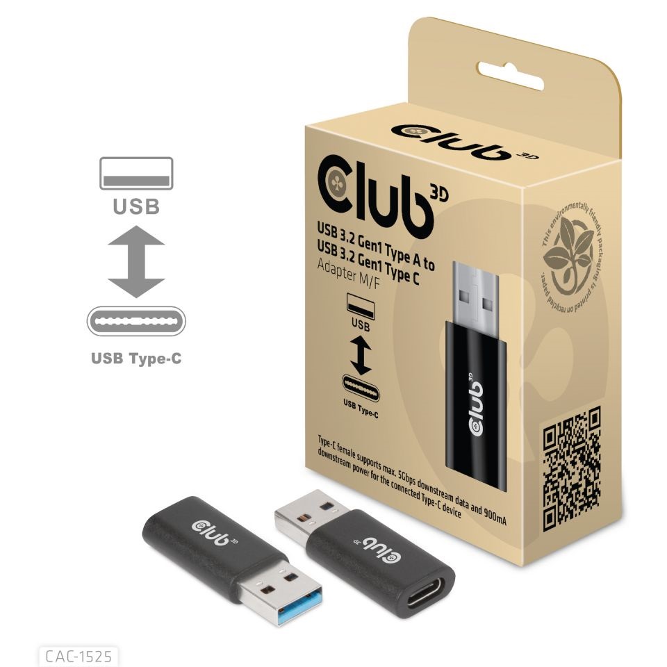 CLUB3D USB 3.2 Gen1 Type A - USB 3.2 Gen1 Type C adapter