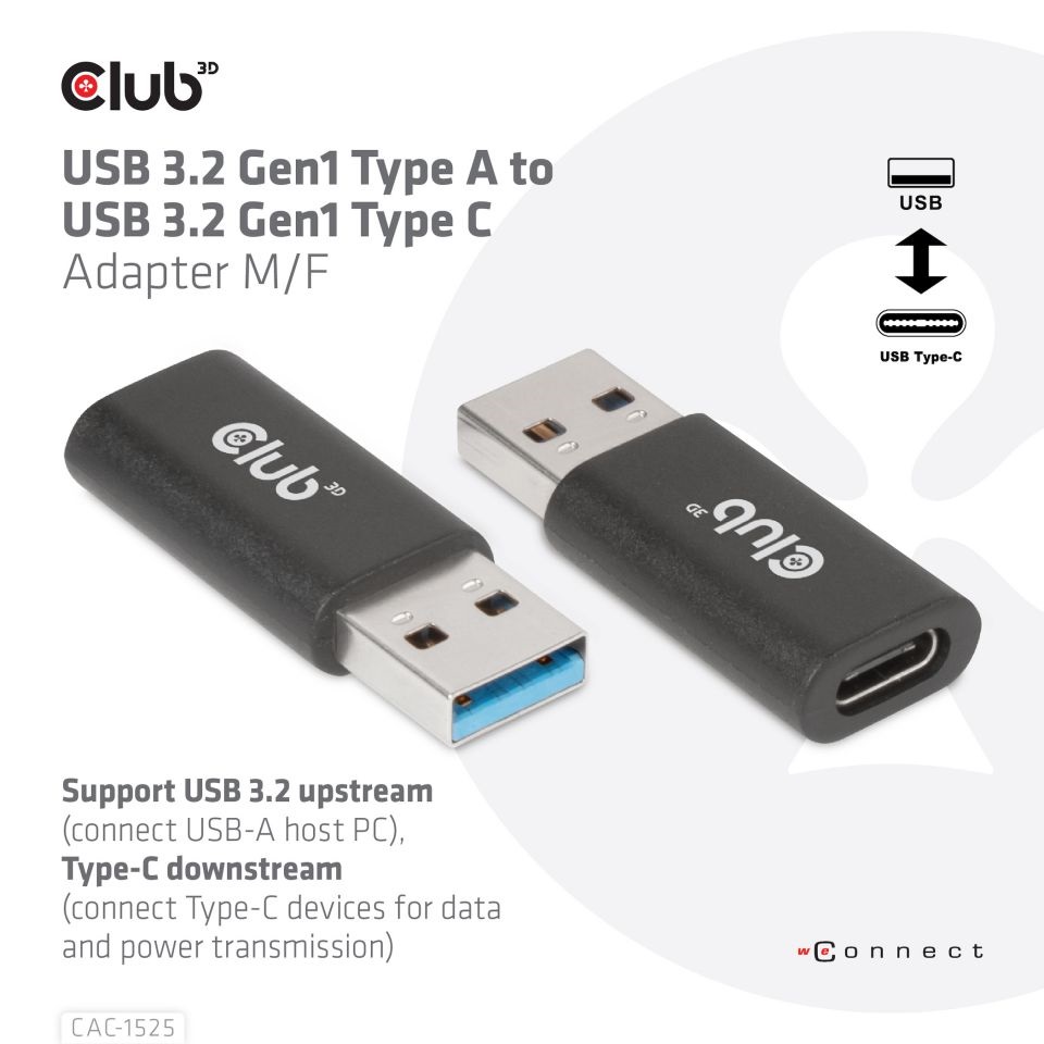 CLUB3D USB 3.2 Gen1 Type A - USB 3.2 Gen1 Type C adapter