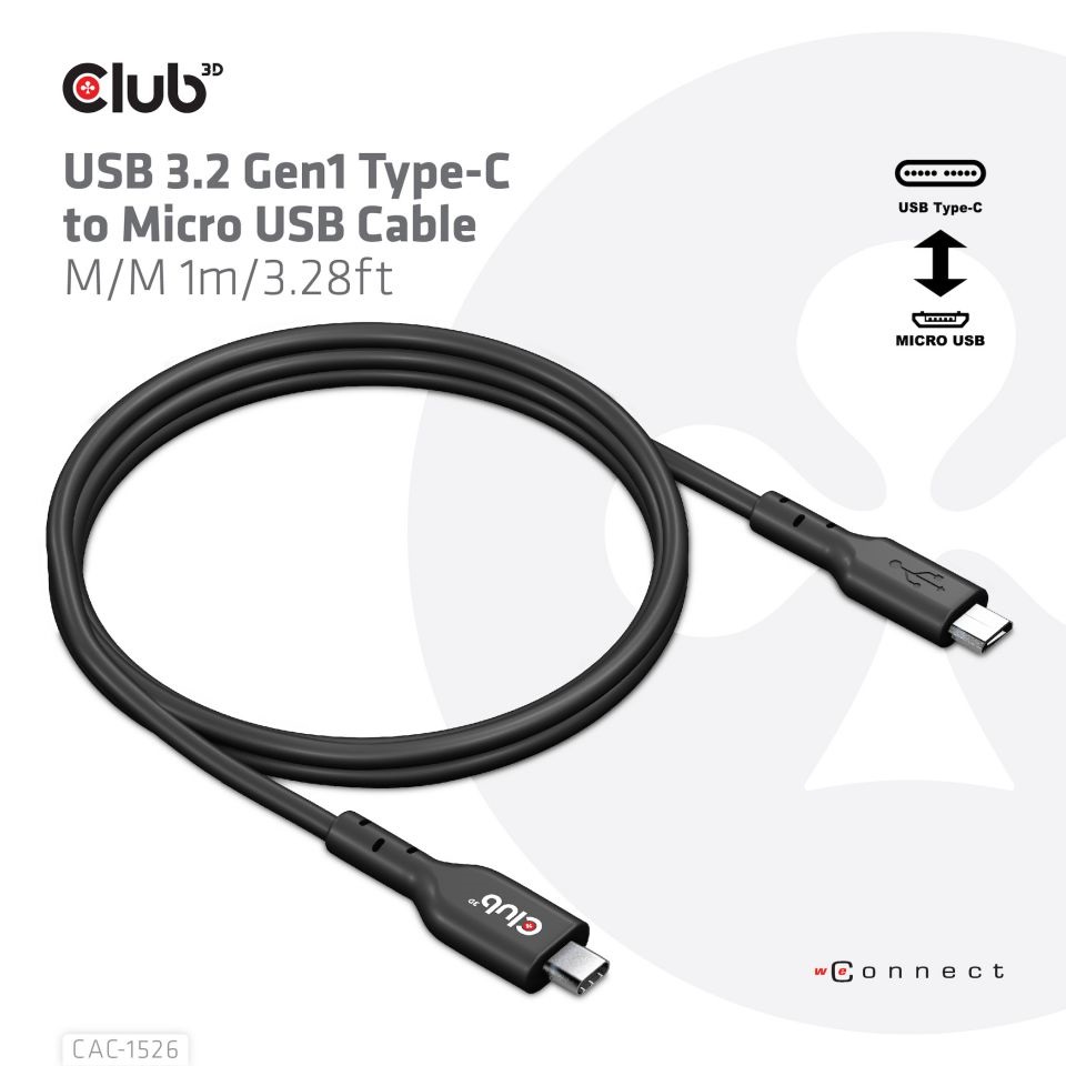 CLUB3D USB 3.2 Gen1 Type C - micro USB 1m kábel