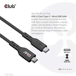 CLUB3D USB 3.2 Gen1 Type C - micro USB 1m kábel
