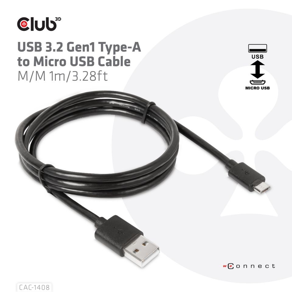 CLUB3D USB 3.2 Type A - micro USB 1m kábel