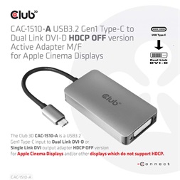 CLUB3D USB 3.2 Type C - DVI-D HDCP OFF adapter