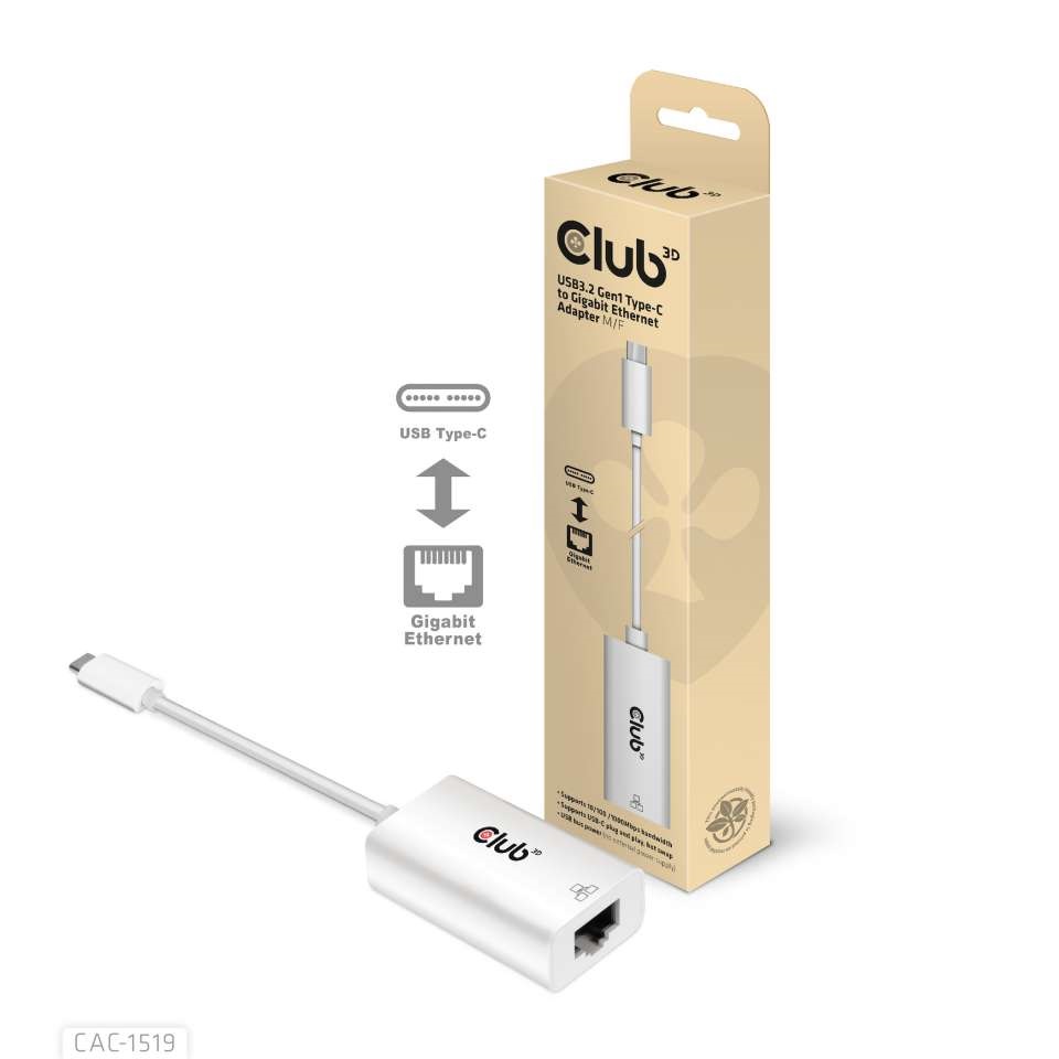 CLUB3D USB 3.2 Type C - Gigabit Ethernet adapter