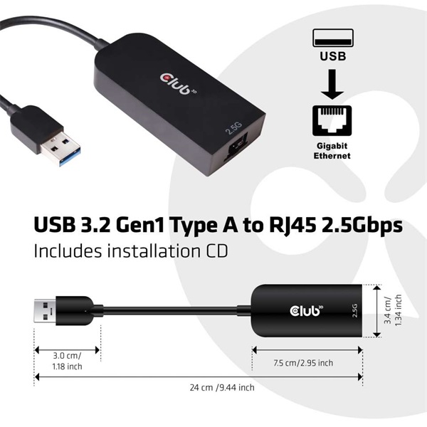 CLUB3D USB 3.2 - RJ45 2.5Gbps Ethernet adapter