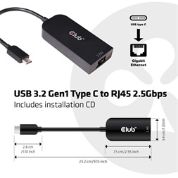 CLUB3D USB 3.2 Type C - RJ45 2.5Gbps Ethernet adapter