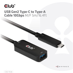 CLUB3D USB Gen2 Type C - USB A 5m kábel