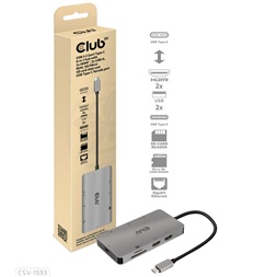 CLUB3D USB Type C 8in1 (2xHDMI, 2xUSB A, RJ45, SD/microSD, USB Type-C) HUB