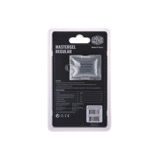 COOLER MASTER CPU Hűtőpaszta, MASTERGEL REGULAR, szürke, 1,5ml