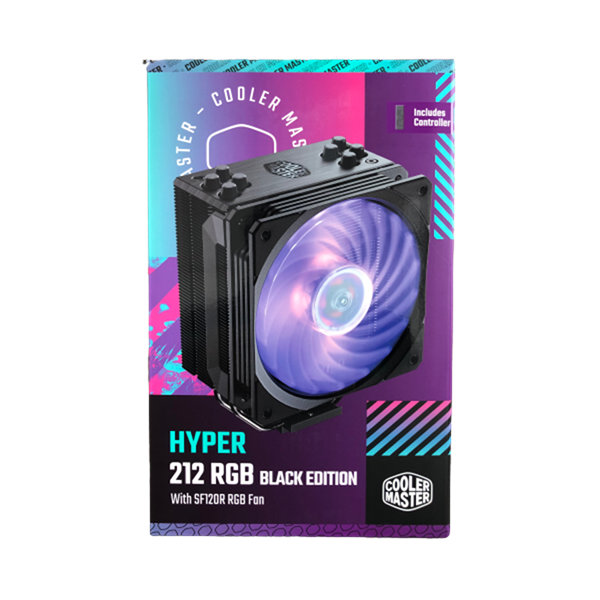 COOLER MASTER CPU hűtő HYPER 212 RGB BLACK EDITION + RGB LED Kontroller, LGA1700 támogatással, fekete