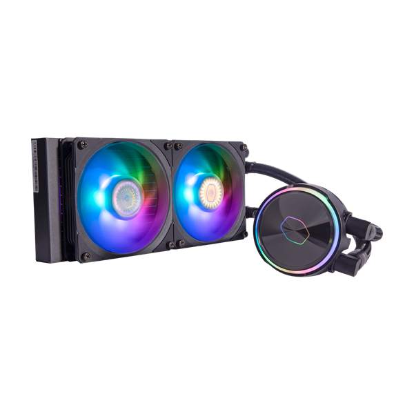 COOLER MASTER CPU hűtő MASTERLIQUID PL240 FLUX (vízhűtés), ARGB, LGA1700 támogatással, fekete