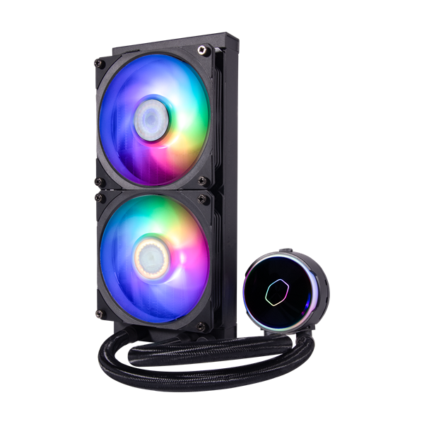 COOLER MASTER CPU hűtő MASTERLIQUID PL240 FLUX (vízhűtés), ARGB, LGA1700 támogatással, fekete